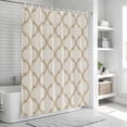 thumbnail image 6 of Beige Moroccan Bathroom Shower Curtains with 12 Hooks Polyester Waterproof Shower Curtain for Stalls and Bathtubs Morocco Geometric Quatrefoil Lattice Decorative Bathroom Privacy Curtain 72x72 Inches, 6 of 9