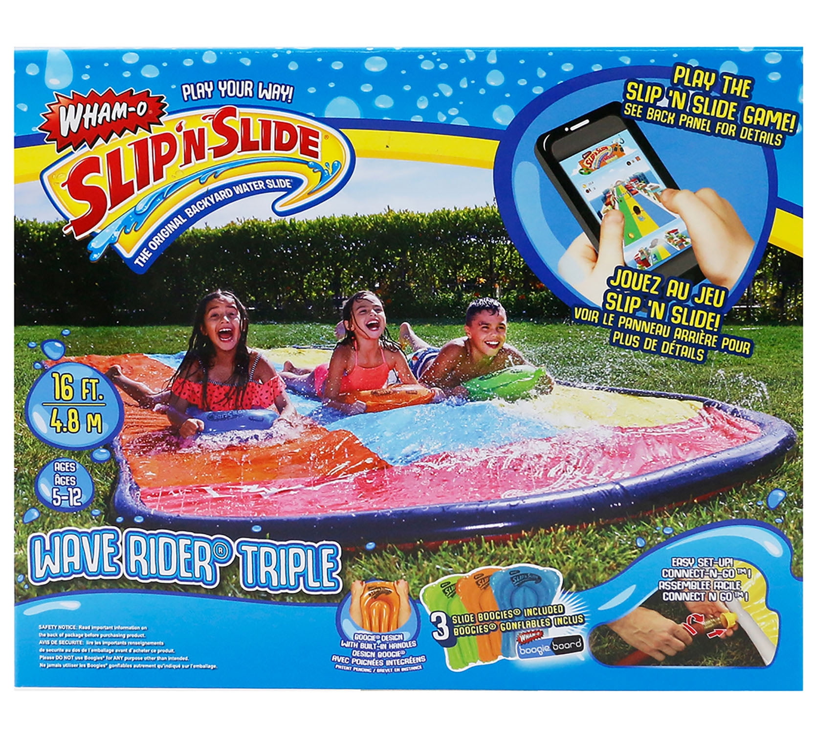 WHAM-O Slip 'N Slide Wave Rider Tripple Water Slide - 16 ft Long with 3  Boogie Boards - Walmart.com