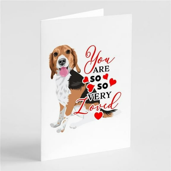 Beagle Tricolor Red Ticked #1 so Loved Greeting Cards and Envelopes Pack of 8 7 in x 5 in