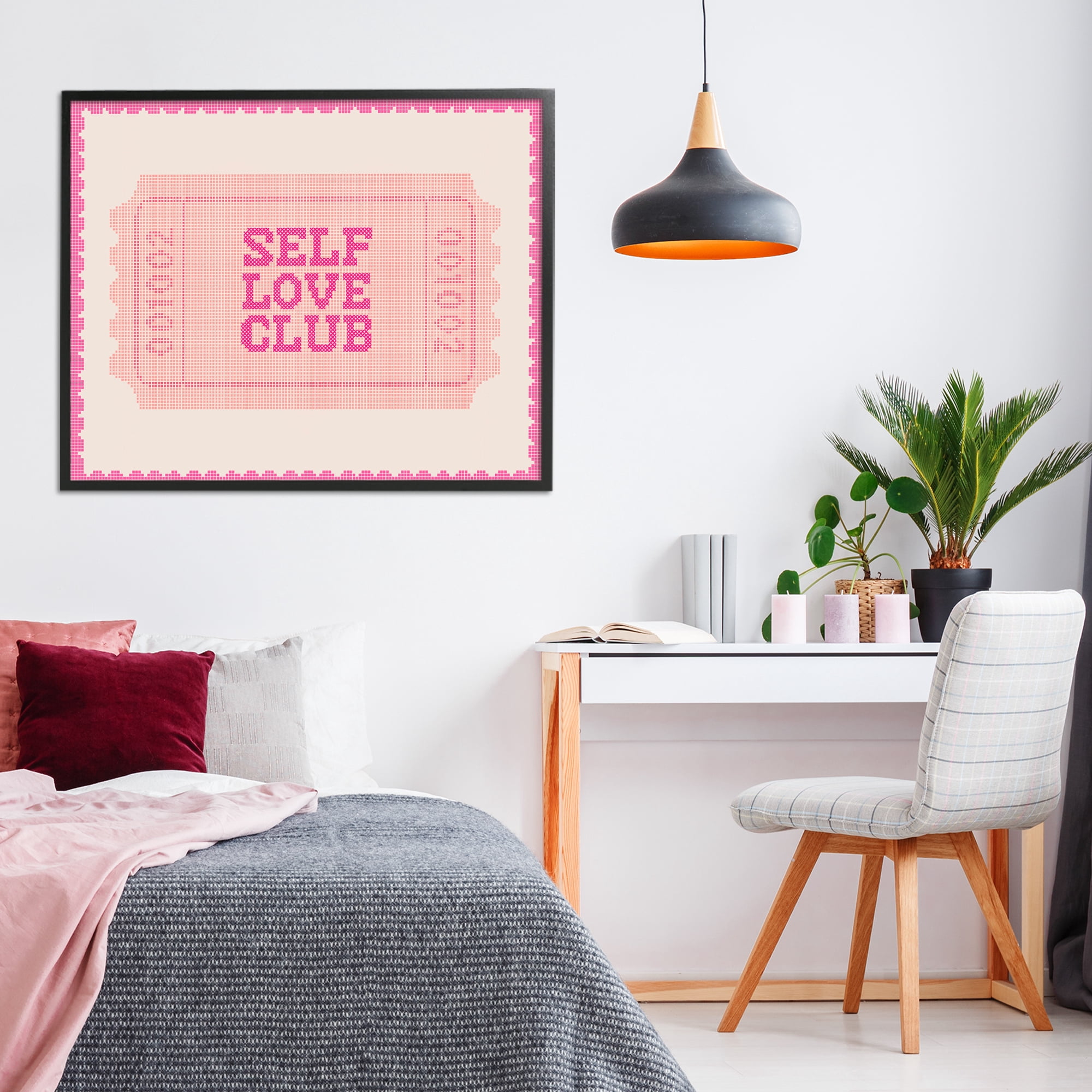 Stupell Industries Self Love Club Retro Ticket Black Framed Giclee Art, design by Lil' Rue