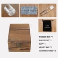 thumbnail image 1 of Vaso de whisky Caja de madera Caja de madera 1 Copa de vidrio 1 Clip 1 Bolsa de tela de terciopelo 1 Piedra de vino de hielo 8 El regalo para beber Para padres Esposos Copa de vino de nacimiento, 1 of 7