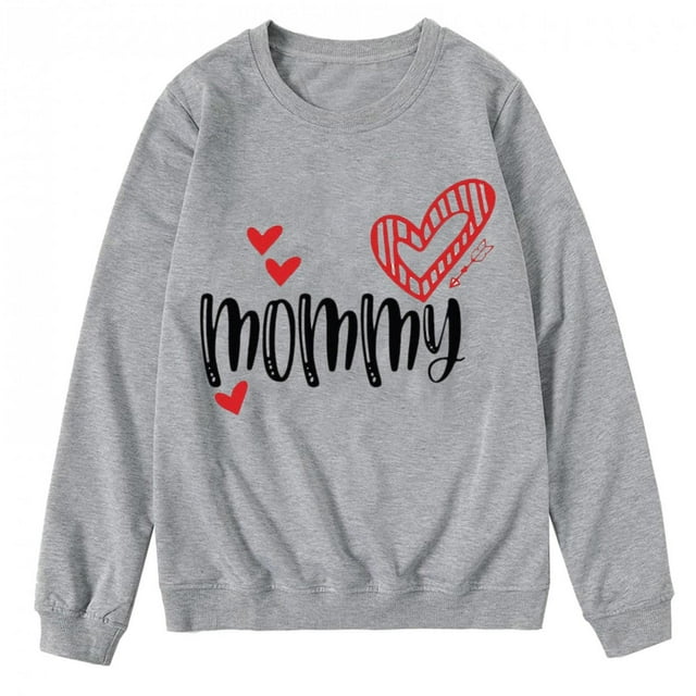 LSLJS Tenue Parent-Enfant Tenues Assorties Maman et Moi de Noël Imprimées Manches Longues Col Rond Hauts Chandail Molletonné Chandails Assortis pour la Famille Maman, Ensemble de Nuit de Noël