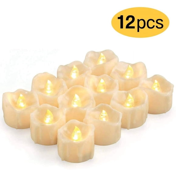 LED Timer Candles, 12 Pack LED Tea Lights Flameless Candles Flickering Real Wax Electric Candles with CR2032