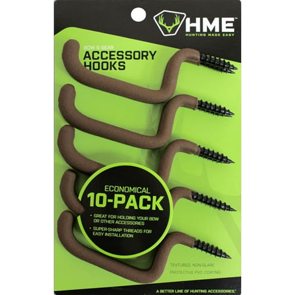 HME Dual Accessory Hooks 10 - Pk., Brown (BGH-10), 1.00 x 1.00 x 1.00