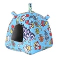 thumbnail image 2 of Casita colgante para pájaros, nido para loros, cama acogedora para hámsteres, escondite de mesa para mascotas, accesorio versátil, forrado de felpa, Patrón de cohete, 2 of 8