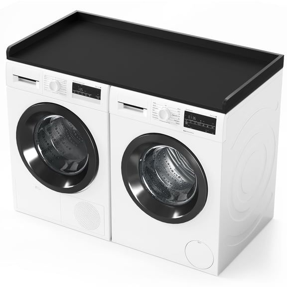 SpaceAid Encimera para lavadora secadora, estante de madera para lavandería con borde, 54 pulgadas de ancho x 27.5 pulgadas de profundidad, organizador protector para lavadora y secadora, cesta de lav