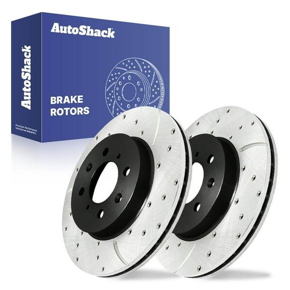 AutoShack 10.31" (262 mm) Front Vented Drilled & Slotted Brake Rotors E-Coated | Replacement for 2007-2014 Honda Fit 2010-2014 Honda Insight 1990-2001 Acura Integra | 2-PC Set | ShadowGuard