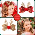 thumbnail image 5 of Vorkoi 2PCS Christmas Hair Clips Xmas Bow Hair Accessories Cute Reindeer Antlers Ears Glitter Sequins Hair Barrettes Holiday Headdress Hairpin for Girls Women Kids Party Cosplay Gift, 5 of 6