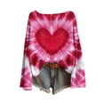 thumbnail image 2 of GaThRRgYP Crewneck Sweatshirts for Women,Women's Winter Heart Printed Long Sleeved Round Neck Pullover Fashion Casual Loose Top Pink S, 2 of 5