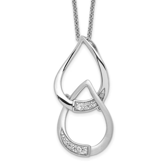 925 Sterling Silver Cable Fancy Necklace Chain Sentimental Expressions CZ Tears to Share 18in 18 inch