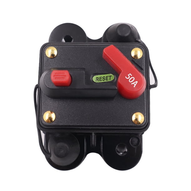 Riwesomey Disyuntor de altavoz automotriz de aleación, protección contra cortocircuitos reiniciable de plástico portátil, accesorios de fusibles para Vehículos, repuestos y accesorios Mis 50A Riwesomey VI015756-03