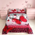thumbnail image 2 of Homewish Red Butterfly Queen Comforter Set, Bling Cheeetah Print Comforter Sets Queen for Girls, Polka Dots Reversible, 3-Piece 1 Comforter and 2 Pillowcases, 2 of 6