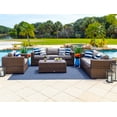 thumbnail image 2 of Tuscany 4 Piece XL Resin Wicker Outdoor Patio Conversation Sofa Set in Brown w/ Three-seat Sofa, Loveseat, Armchair, and Coffee Table (Half-Round Brown Wicker, Polyester Light Gray), 2 of 11