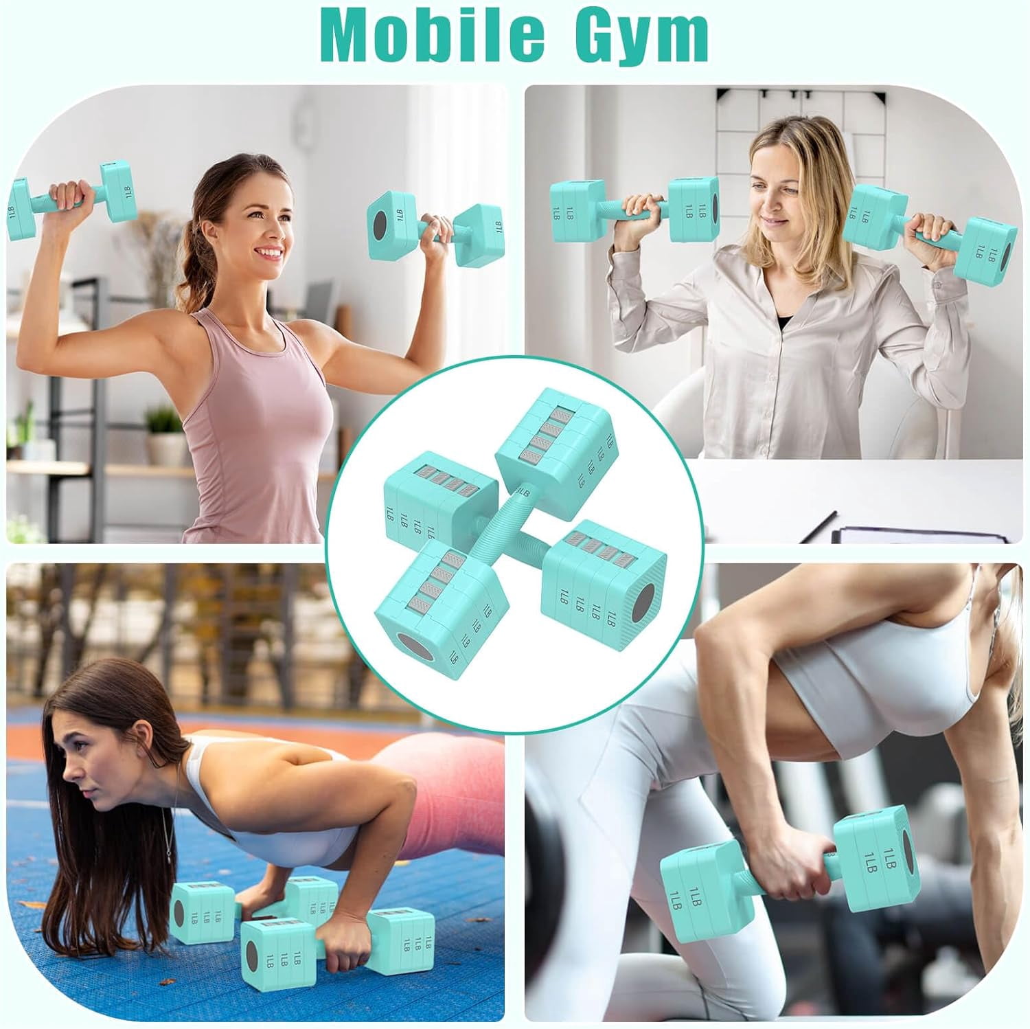 Adjustable Dumbbells Set of 2, 5-in-1 Adjustable Weight Dumbbells for Women/Men, 3lb/5lb/7lb/9lb/11lb Dumbbell Weights Set for Home Gym Workout