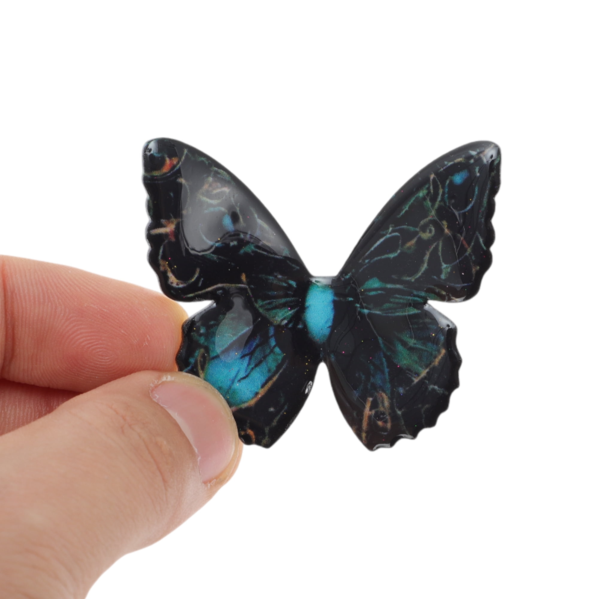 Unique Bargains Halloween Christmas Duckbill Butterfly Hair Clips 3 Pcs Blue Black