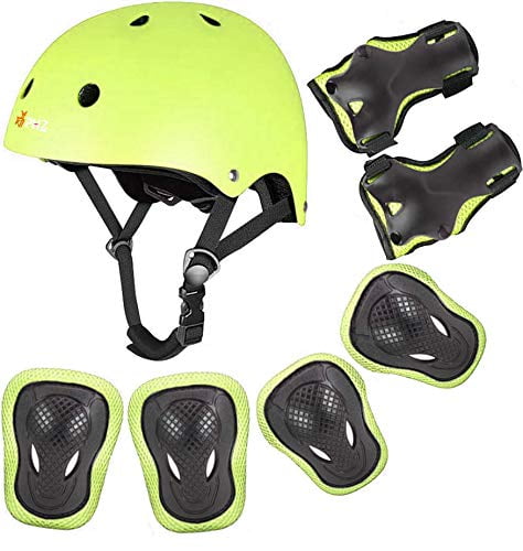 PHZ Kids Bike Helmet Toddler Helmet 3-14 Years Sport Protective Gear Set Knee Pads Elbow Pads Wrist Guards Boy Girl Adjustable Child Cycling Helmet