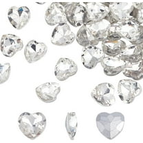 50 pcs Pointed Back Rhinestone 0.5x0.5x0.2 inch Glass Rhinestones Gems Clear Heart Shape Jewels Embelishments with Silver Plated Back Glass Diamante Faceted Stone