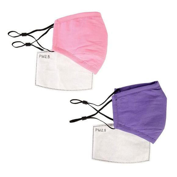 Set of 2 Reusable Cotton Face Masks for Kids, 3 Layer Cotton Face Mask