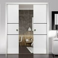 thumbnail image 3 of Sliding French Double Pocket Doors 48 x 96 inches | Planum 0014 White Silk with Frosted Glass | Kit Trims Rail Hardware | Solid Wood Interior Bedroom Sturdy Doors, 3 of 6