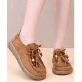 thumbnail image 2 of Shrysg Women's Vintage Faux Leather Beaded Lace Up Casual Shoes Soft Sole Round Toe Loafer Comfortable Slip On Walking Shoes for Daily Wear Coffee, 2 of 7