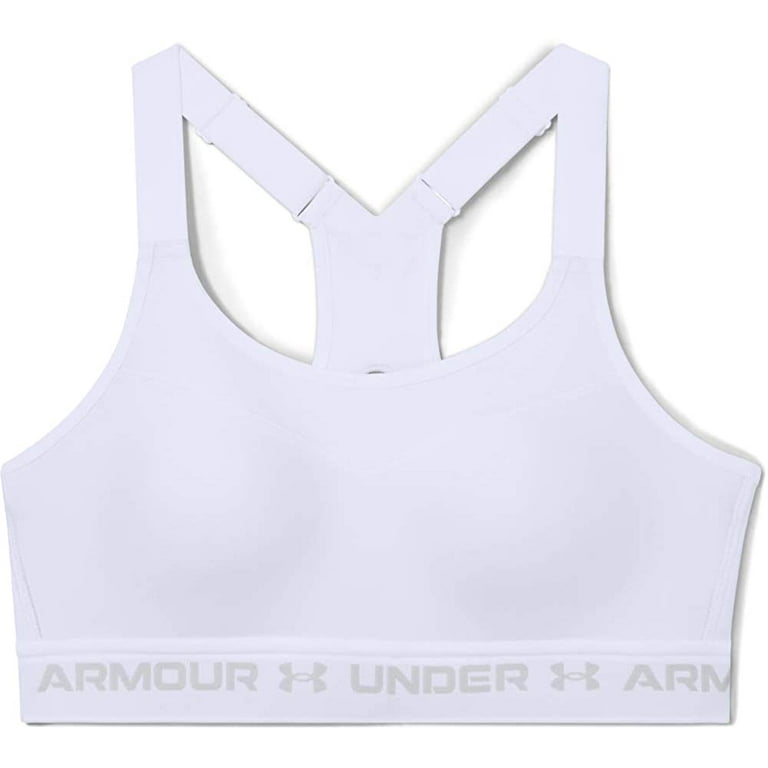Under Armour Mid Crossback Womens Sports Bra in White-Halo Gray