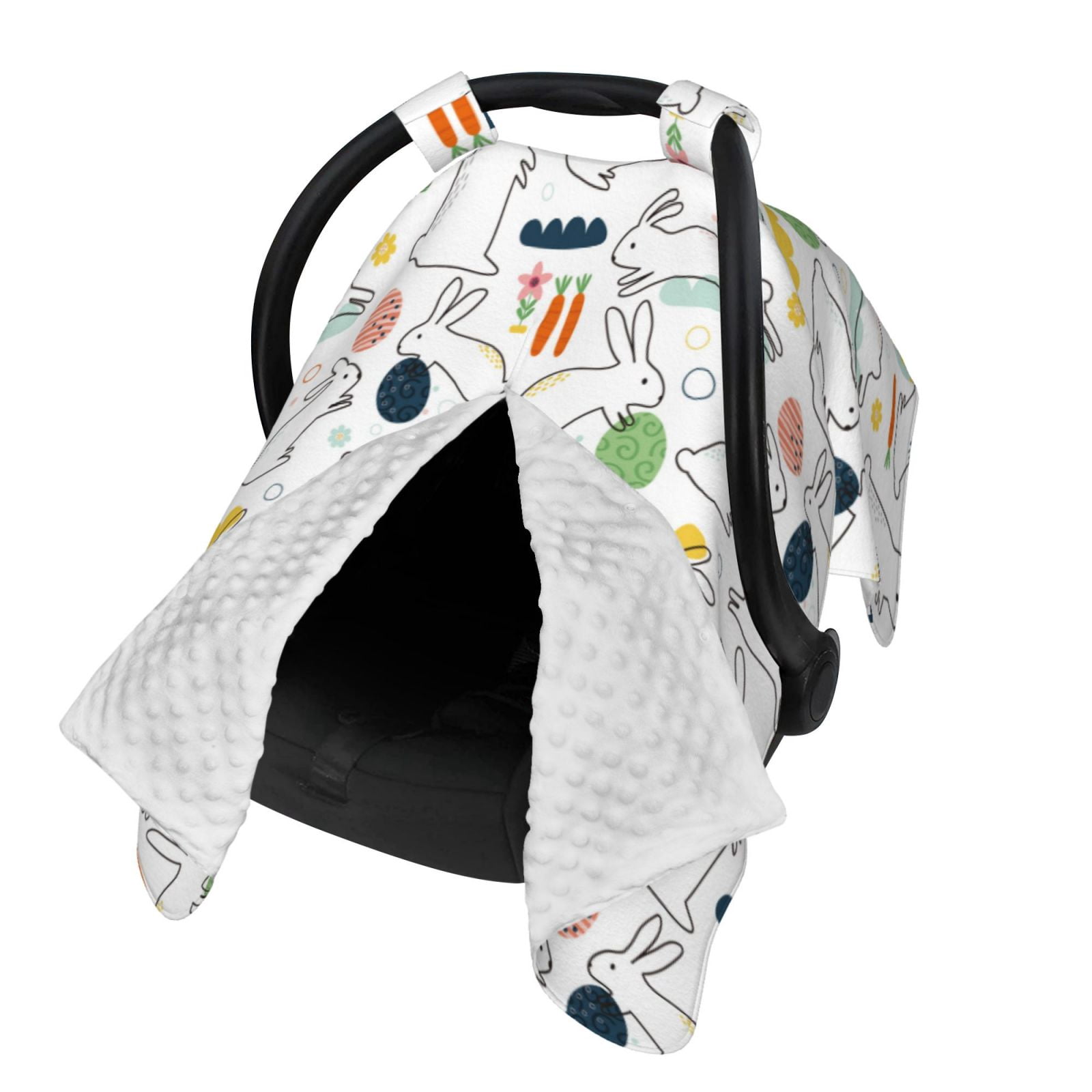 Naloa Easter Rabbit Baby Car Seat Cover, Breathable Baby Carrier Cover, Multiuse Baby Carrier Cover & Nursing Breastfeeding Cover