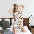 thumbnail image 5 of Fuzoiu Penguin With Flowers Print Women's Short-Sleeved Pajama Set,Lounge Sleepwear Set,Womens Pajama Sets 2 Piece,Button-Up Top and Shorts with Pockets-4X-Large, 5 of 7