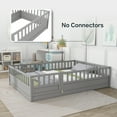 thumbnail image 2 of Floor Bed, Low-Profile Bed Frame, Full Size Bed with Integrated High Safety Barrier and Door, Solid Pine Wood Construction, for Home Use, Grey, 2 of 11