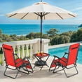 thumbnail image 2 of Folding Zero Gravity Chairs Set of 2, Outdoor Reclining Camping Chairs, Patio Lounge Recliners with Side Table & Cup Holder Tray, Red, 2 of 26