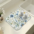 thumbnail image 4 of Yayeee Dish Drying Mat for Kitchen Counter 16" x 18" Microfiber Super Absorbent Coffee Decorative Pad, Blue Floral, 4 of 9