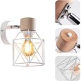 thumbnail image 5 of Juego de 2 apliques de pared industriales TUNC diseño jaula de metal madera ajustable 15 cm blanco, 5 of 5