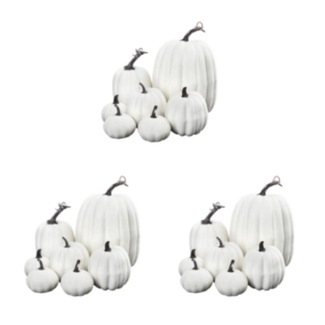 stanreset 8pcs/set Pumpkin For Decoration Realistic VersatilityFor Thanksgiving And Halloween Themes white 3Set