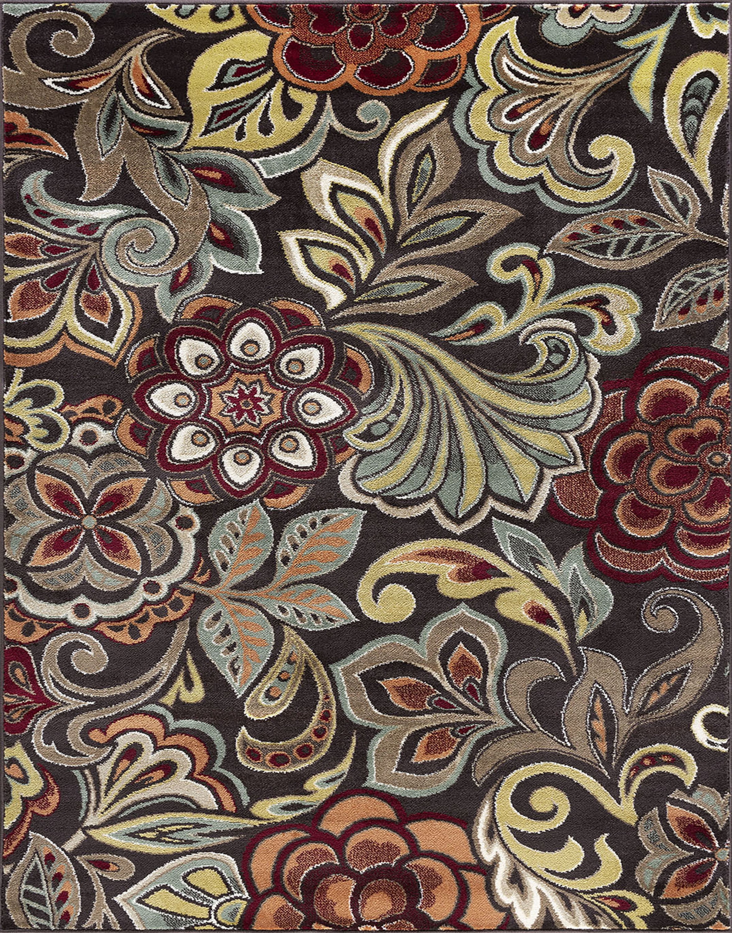 Deco Transitional 8' x 10' Brown and Red Polypropylene Indoor Area Rug