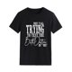 thumbnail image 1 of Camiseta informal de verano de corte holgado, transpirable, de manga corta y cuello redondo, color negro, con fuente blanca, 1 of 5