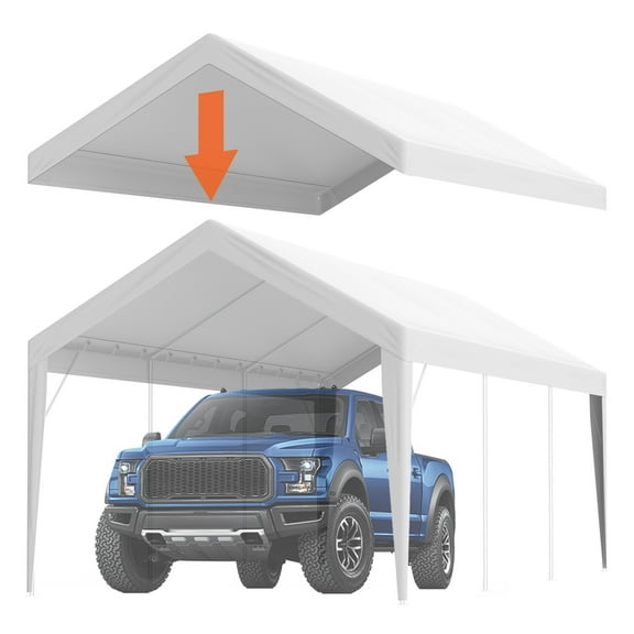 STAWAY Heavy-Duty Carport Canopy Cover 10x20 ft - Waterproof & UV Protected Tarp for Temporary Garages, Parties & More - Easy Installation with Ball Bungees