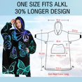 thumbnail image 4 of Oversized Wearable Blanket Hoodie,Blue Green Butterfly Pattern Sherpa Blanket Hoodie with Super Pockets,Super Warm Fuzzy Pullover for Women & Men, 4 of 6