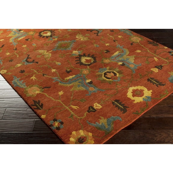 Hauteloom Frederica Wool Living Room, Bedroom Area Rug - Traditional - Rust, Sky Blue, Olive - 2' x 3'