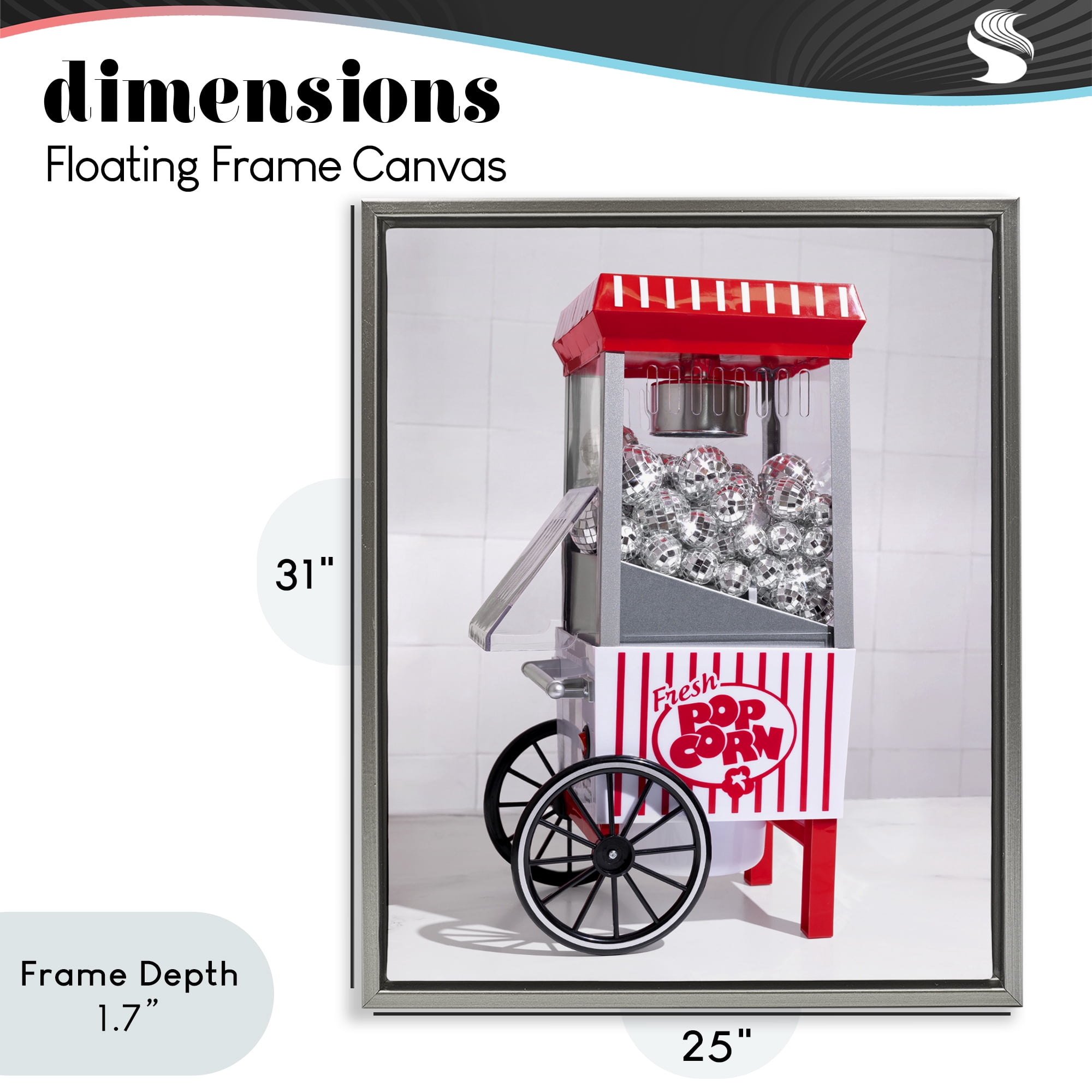 Stupell Industries Fun Disco Popcorn Machine Gray Framed Floater Canvas Wall Art, design by LISH Creative