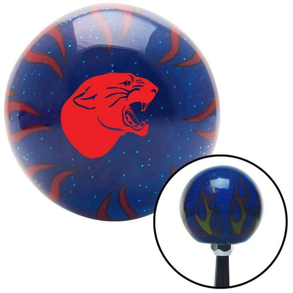 Red Panther Blue Flame Metal Flake Shift Knob with M16 x 1.5 Insert Shifter Auto Brody