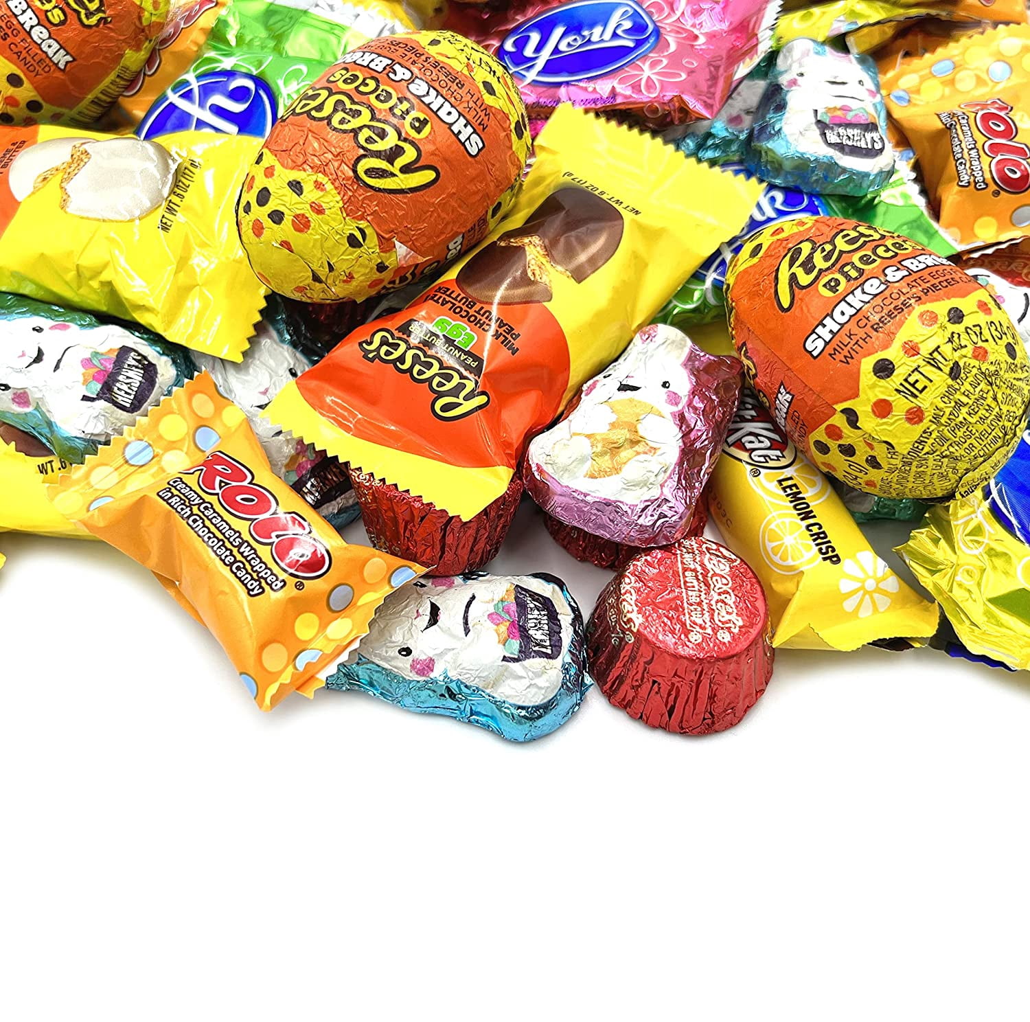 LaetaFood Chocolate Candy Assortment KITKAT Miniatures, HERSHEY'S Bunnies, REESE'S Eggs, YORK, ROLO Caramel (3 Pound Bag)
