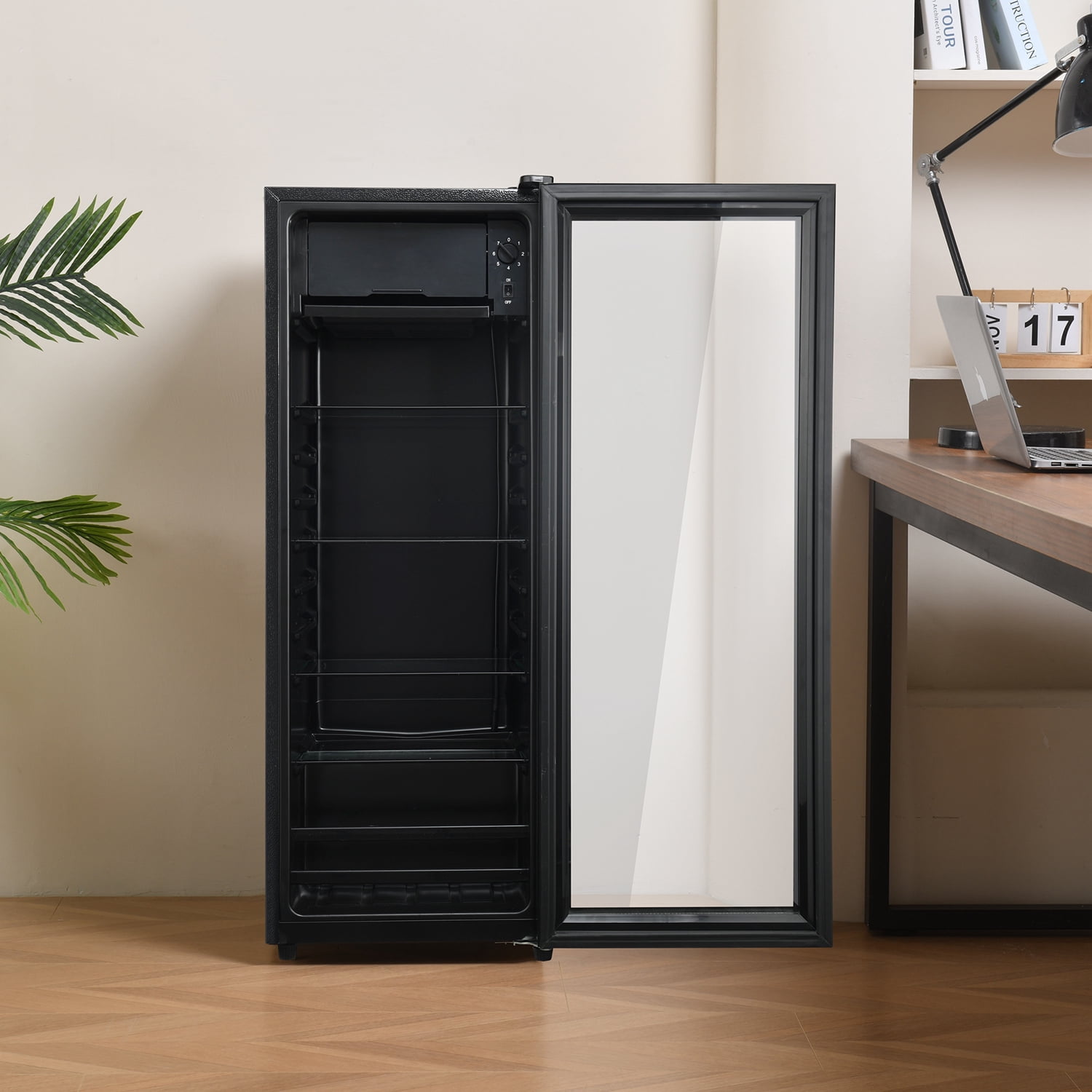 Spaco 4.5Cu.ft Mini Fridge, 0.3Cu.ft Freezer, Up to 94 Cans of Wine, Silent, High-Efficiency and Energy-Saving Compressor, Black Spaco 4.5Cu.ft Mini Fridge, 0.3Cu.ft Freezer, Up to 94 Cans of Wine, Silent, High-Efficiency and Energy-Saving Compressor, Black