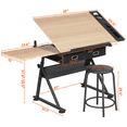 thumbnail image 4 of Yaheetech Ensemble Table de Dessin et Tabouret à Hauteur Réglable, Bois, 4 of 10