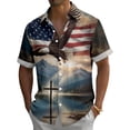 thumbnail image 2 of Yopmin Patriotic Button Down Shirts for Men Flag Eagle Casual Lapel Short Sleeve Button Up Shirts for Travel, 2 of 7