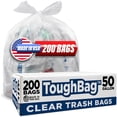 thumbnail image 1 of Bolsas de basura ToughBag de 50 galones, resistentes, transparentes (200 unidades), 1 of 7