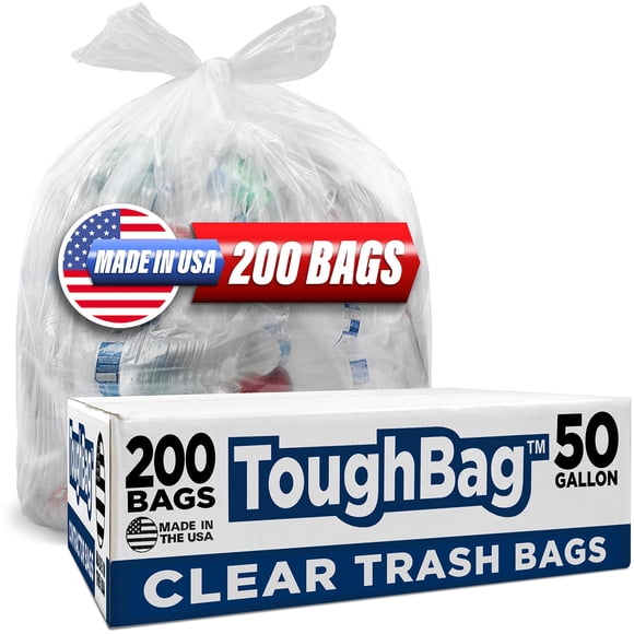 Bolsas de basura ToughBag de 50 galones, resistentes, transparentes (200 unidades)