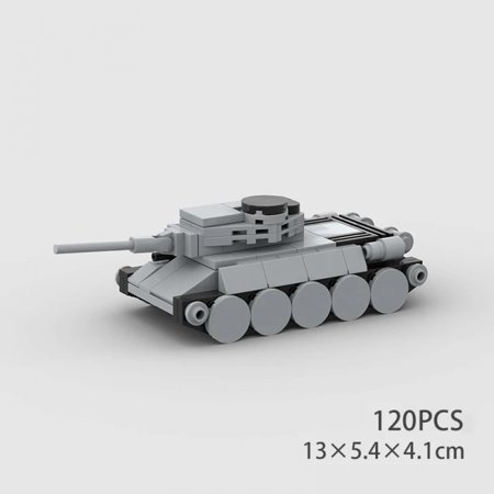 WW2 T-34 Russian Tank Military Vehicle Building Blocks Moc 3D Plastic Model Army Cannon Soldier Figures Weapons Bricks Toys Boy