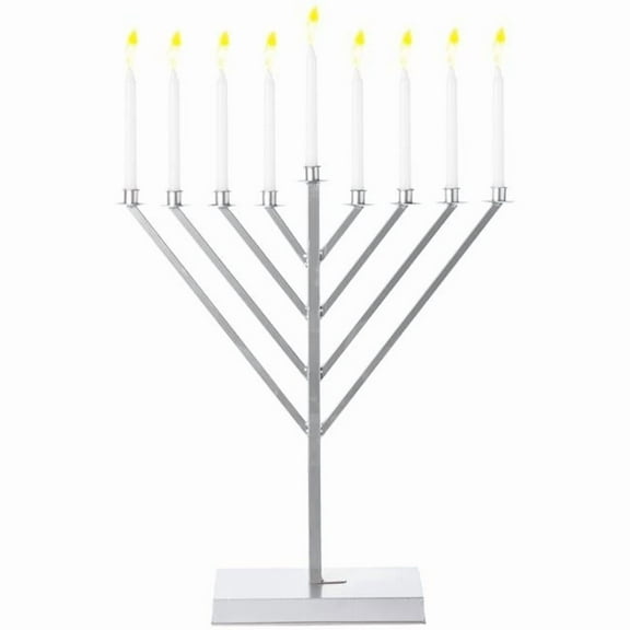 2 ft. Metal Silver Coated Hanukkah Menorah for Synagogue - Large