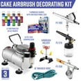 PointZero Cake Decorating Airbrush Kit 3 Airbrushes, Compressor, 12 Chefmaster Colors