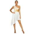 thumbnail image 3 of Ocealan Liturgical Dancewear for Women Single Shoulder Gold Metallic Praise Dance Dress Lyrical Dance White S, 3 of 5