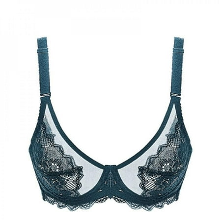 

Hazel Tech WEIXINBUY Ultra Thin Lace Embroidery Transparent Bra Soft Underwired Push Up Breathable Casual Bralette
